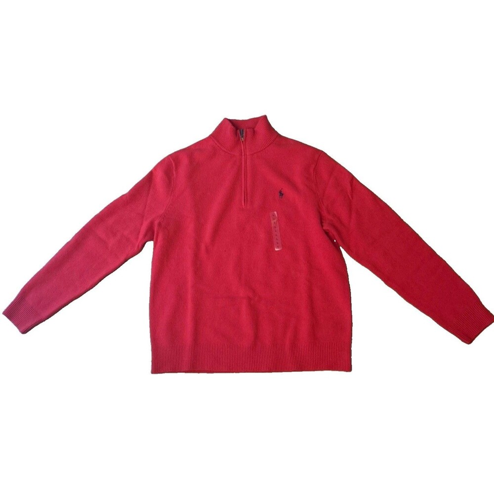NWT Ralph Lauren Polo Men's Half Zip Mock Neck Red Sweater Size Large